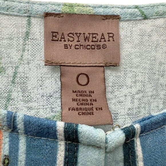 CHICO'S Floral Top Light Cardigan Jacket Size Small (Chicos 0) Blue Lilacs Sheer - Picture 5 of 10